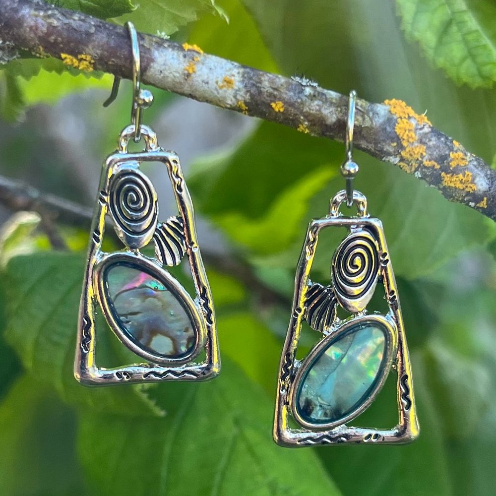 Silver Shell Modern Drop Earrings - Picture 4 of 5